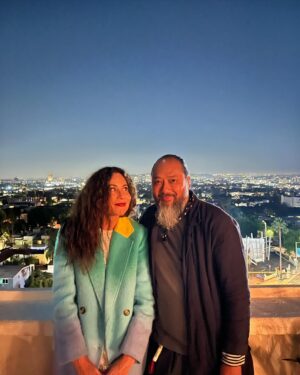 Minnie Driver Instagram - #christmas eve with a selection of beloveds. What a blinking JOY…And wearing what has now become known as my 💘💫dopamine coat 💘💫 @miramikati @iknowbrianawitan @rockyallegra @melissasmithiam @jesvnew @allyvalenti * Bill   my Hen 💫🎄💫