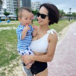Minori Inudo Instagram - またすぐ行きたいね🏝️沖縄😎 #沖縄 #ビーチ #親子 #水着