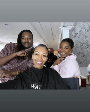 Mishael Morgan Instagram - It was a rough couple days in preproduction for my next project lol! New beginnings gives me butterflies; can’t wait to start kicking some ass! 🥷 #hairandmakeup #workinghardorhardlyworking #readyforaction @brainpowerstudio @nicolegleier @keepcalmwearlipstick @rockyracquelle