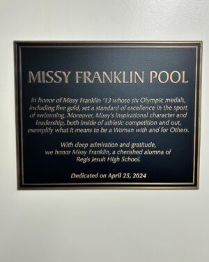 Missy Franklin Instagram - It’s hard to put into words what yesterday meant to me. I could have never imagined such an honor, and it still doesn’t feel real. 

My four years at @regisjesuiths were some of the most impactful of my life, and I don’t know if I could have gotten through the journey I experienced at 17 years old without them. To my sisters, my teachers, my coaches, the staff, administration, the board, and all the other support at RJ, during my four years and now. Thank you. From the bottom of my heart. To know that there is a piece of me that will forever live on our campus is something greater than I could have ever imagined. 

To be able to do all of this with my dearest friends and family by my side made it even more meaningful, and thank you endlessly for being with me every step of the way. This was the first event I was able to share with Caitlin, and it made me unbelievably emotional all day seeing her walk around my campus, my school, and meet so many of the people who had such a profound impact on me. 

I have a million more thoughts but I’ll leave it there for now. Go raiders. Live the fourth. Thank you.