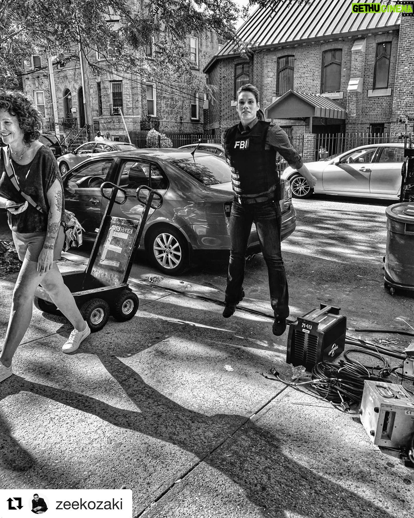 Missy Peregrym Instagram - Ha! #SqWAT #Repost @zeekozaki ・・・ When I say jump she says don’t tell me what to do...we’re back baby 🖤@fbicbs #bts