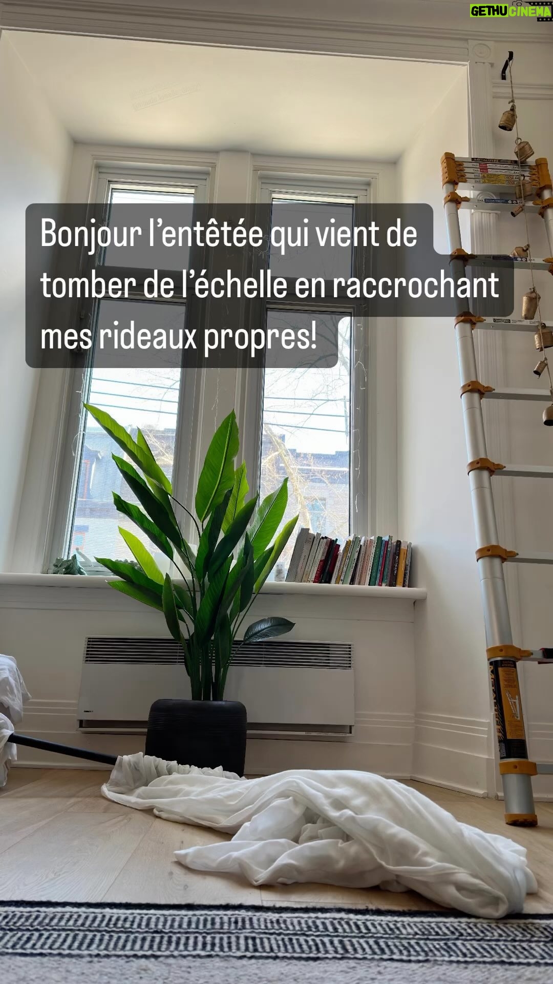 Mitsou Gélinas Instagram - Je suis vaillante, mais des fois un peu obsédée… J’aurais pu attendre à demain avec mon gars de ménage, mais non. Il fallait que je nettoie et réinstalle mes rideaux seule, ce matin. Un peu sous le choc, mais il me semble que je suis correcte :)Je vais me contenter de lire des articles decos pour le reste de l’avant-midi.