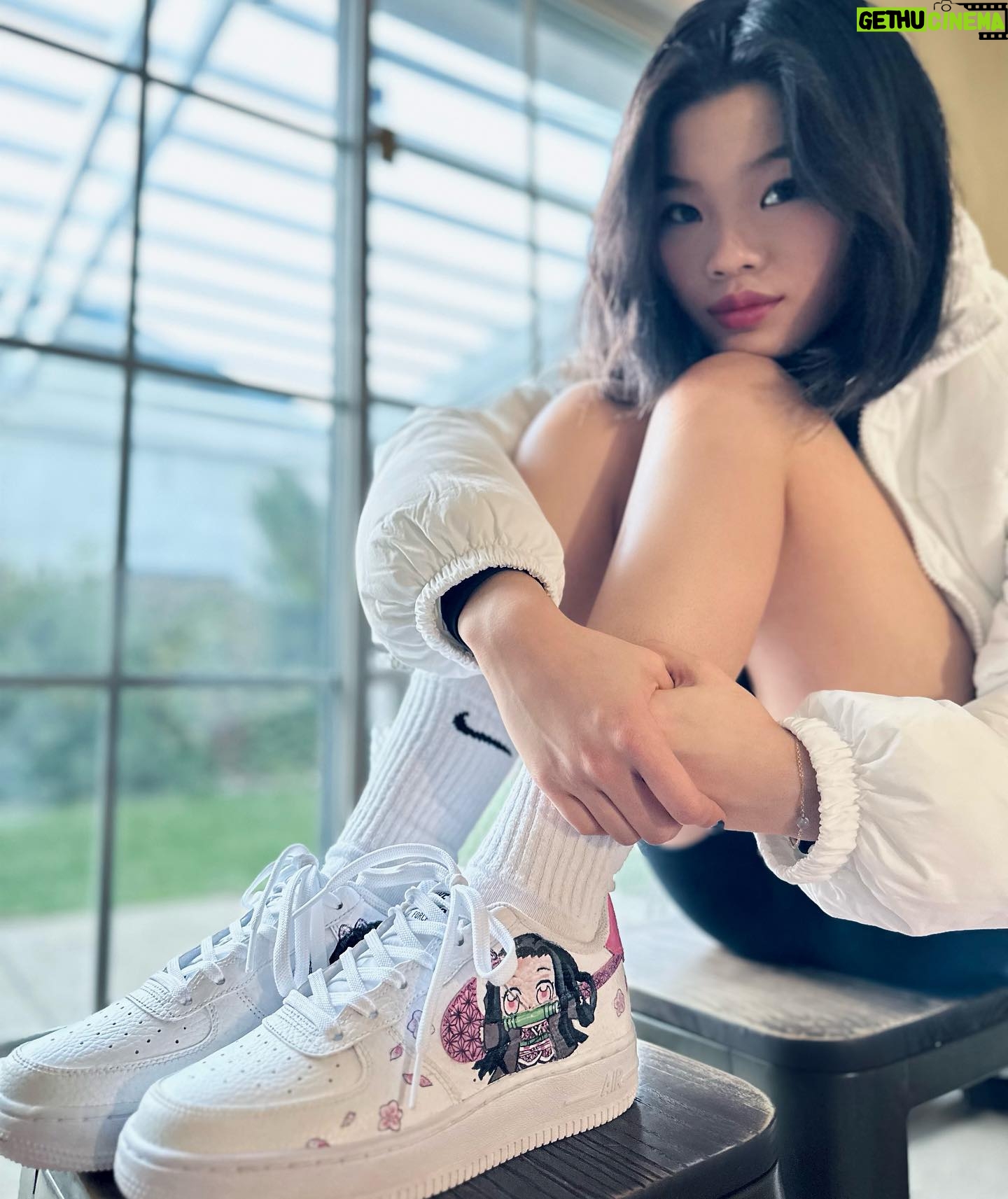 Miya Cech Instagram - got the sweetest special delivery from @posh_sneaks! custom af1’s with my fav anime characters! 😍 i love these SO much and wore them to the mall immediately 🥰 thank u! #demonslayer #nezuko #aoi #kanao