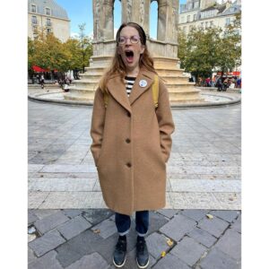 Molly Bernard Instagram - chronicles of second trimester fatigue in a cute coat in Paris