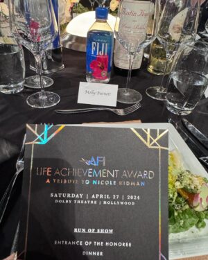 Molly Burnett Instagram - I got to sit with, and celebrate greatness last night. Still trying to process.. Surrounded by the souls who made and continue to make me fall in love with acting. With art. My heroes. Honoring the incomparable Nicole Kidman. To look around and see Meryl Streep, and Morgan Freeman. Michelle Pfeiffer and Reese Witherspoon. Aaron Sorkin, Lee Daniels, Ava DuVernay.. This is a moment that will stay with me forever. What a gift last night was. 
Thank you to my sister @theninaparker and the reason my hair and makeup was on the pointest of points @emmawillishmu 🩷🩷🩷🩷