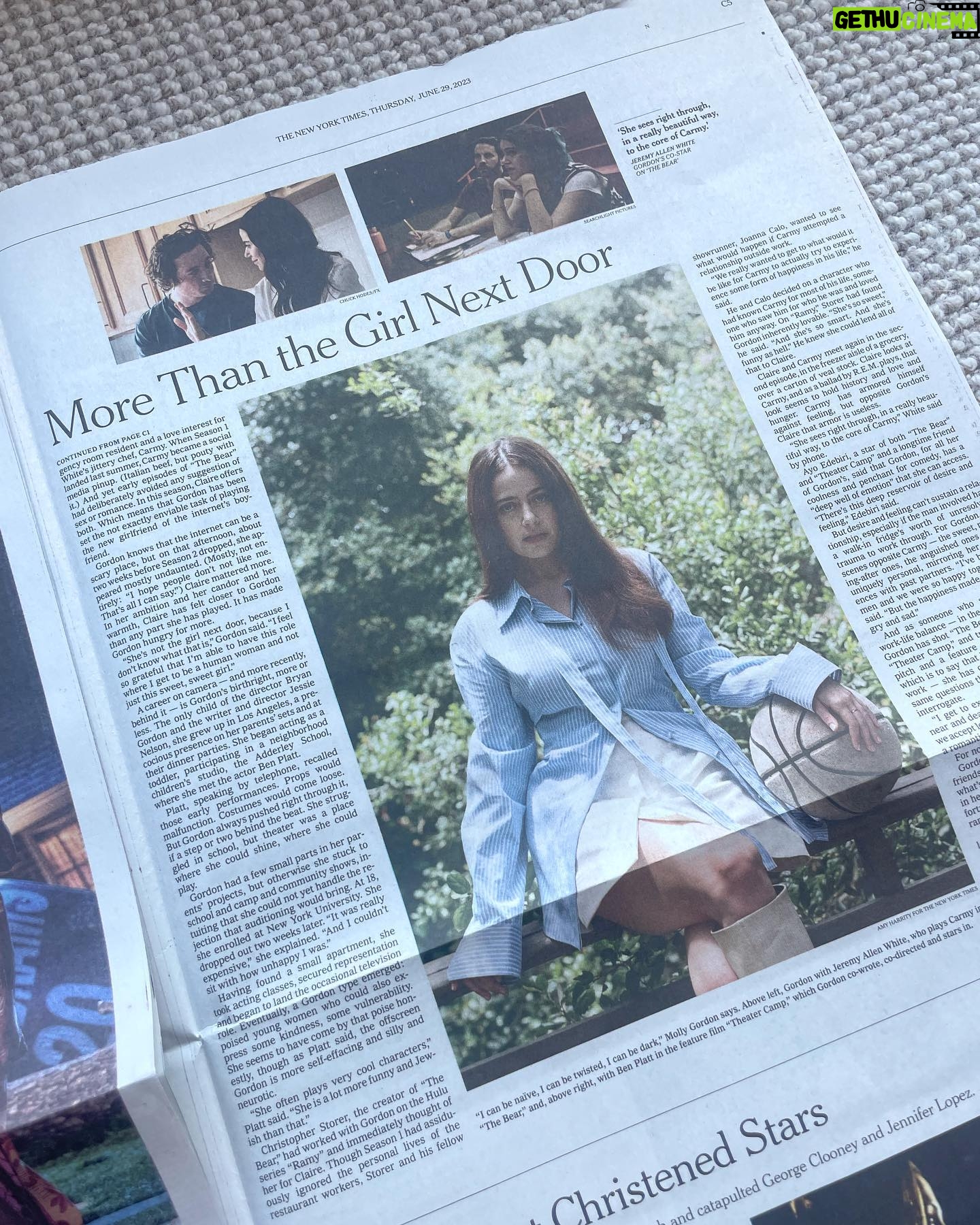 Molly Gordon - 31K Likes - Thank you @nytimes, Alexis Soloski, @amyharrity, and most importantly Coach K for lending me the basketball for this shoot.