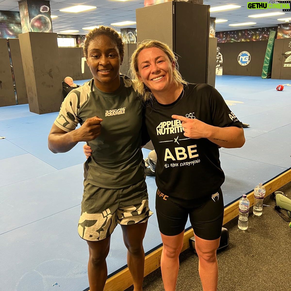 Molly McCann Instagram - Great day up Liverpool training; Sparring 5x5 with @meatballmolly then pads with @barryboxingcoach Quality competitive rounds feeling the best yet in camp and still a ways to go till fight night. Fun, productive day away. Back home at @gbtt_hq tomorrow morn for jits 🫡 @pfleurope x @ufceurope