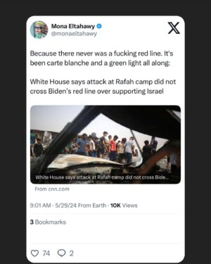 Mona Eltahawy Instagram - Because there never was a fucking red line. 

It’s been carte blanche and a green light all along: