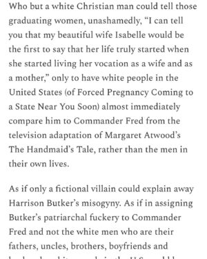 Mona Eltahawy Instagram - New essay: Who but a white Christian man could tell a class of graduating women in 2024 that they were probably most excited about becoming mothers and wives, only to have other white people in the United States (of White Supremacist Patriarchy) act shocked?

Who do you think has been voting for the politicians and judges who are systematically stripping women of autonomy in the United States of Post-Roe v Wade to ensure that they become mothers and wives?

“I think it is you, the women, who have had the most diabolical lies told to you,” Harrison Butker, the kicker for Super Bowl Champion the Kansas City Chiefs, had the fucking nerve to say in his commencement speech at Benedictine College, a private Catholic liberal arts school in Atchison, Kansas. “Some of you may go on to lead successful careers in the world, but I would venture to guess that the majority of you are most excited about your marriage and the children you will bring into this world.”

So successful has white supremacist patriarchy been at convincing white women especially that they’re lucky to live in the U.S. and not Saudi Arabia or Iran, that so many white women did not pay enough attention to the theocracy that white supremacy was building right here at home. It was being built by white men who look like their fathers, brothers, husbands, and sons, not the scary brown Muslim men with beards, right? It was being built by the white men with beards like Harrison Butker. But white Christian men are considered the default and norm and not scary in the U.S, right?

Subscribe to FEMINIST GIANT and get my essays delivered to your inbox. It’s free! Pay if you can to help keep it free

https://www.feministgiant.com

Link in my bio and stories 

https://www.feministgiant.com/p/essay-if-harrison-butker-was-a-muslim