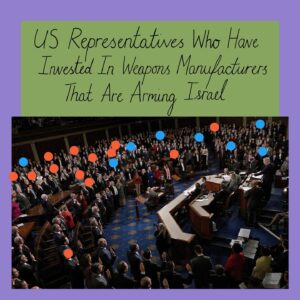 Mona Chalabi Instagram - I wanted to find out which members of Congress are profiting from the killing of people in Gaza. This was hard to do - the illustration shows all purchases and sales by current members of weapons stock where the deal was worth more than $1,000. But it only covers the period 2020-2023 and only includes five companies (Boeing, Lockheed Martin, BAE Systems, Northrop Grumman and Raytheon). 

This illustration also does not show the millions of dollars spent by these companies in campaign contributions to politicians in order to help secure future contracts. There’s a wide range here because representatives don’t have to disclose the specific amount of their trading, they instead state an estimate and that’s what gets published in the record. 

Source: US House Financial Disclosure Form
