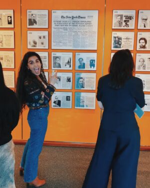 Mona Chalabi Instagram - we did it

a ridiculously talented and wonderful team made this possible - I'm so grateful to every single one of you @kate_larue, @gailbichler, @annie76828, @clauisru, @vescobar.studio, @adriennegreen_, @willystaley, Steven Stern, Christian Smith & Jake Silverstein.

I worked on this piece in the darkest of winters when my heart was utterly broken. Loved ones stayed by my side, unrelentingly. My gratitude overtakes my pride. xx