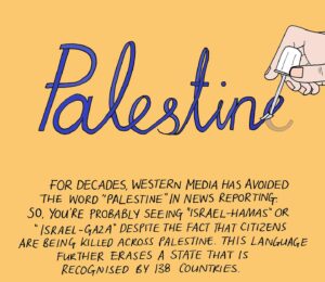 Mona Chalabi Instagram - When people like me speak about Palestine, it’s easy to dismiss our voices as opinions that are simply based on identity. But many of us were exposed to different sources of information - I was raised in a household where my parents regularly consumed western news as well as news from countries that recognized that Gaza and the West Bank are in Palestine and produced journalism with that recognition in mind.

Sources: UN member statements, NYT Stylebook and AP Stylebook