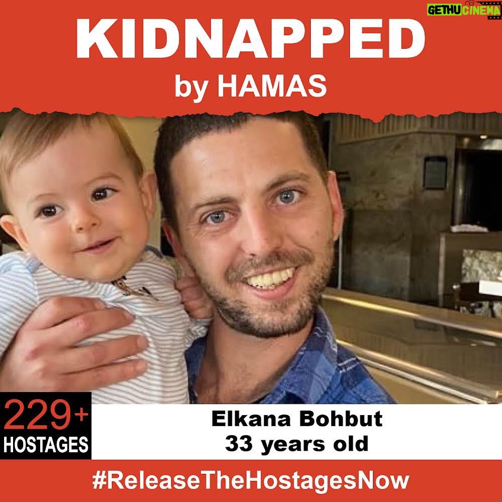 Moran Atias Instagram - On October 7th, 33-year old Elkana was kidnapped when Hamas terrorists invaded Israel. Elkana is one of 229 hostages being held captive in Gaza in unknown conditions for over three weeks. He should be home with his family. Release Elkana now! #ReleaseTheHostagesNow #NoHostageLeftBehind To see photos of all of the hostages and to share a poster yourself, please visit @kidnappedfromisrael