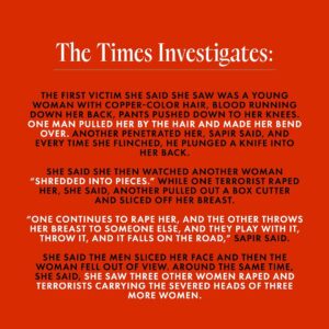 Moran Atias Instagram - ⚠️ 
This will make you sick to your stomach but I feel I have a responsibility to share. 
Know. And ACT. 
For a world that protects ALL women. 
And for those we think this can ever be justified create your own country where people agree to act this way. 
We Don’t. Not in our land. Not in our World.
We Jewish.Israeli Women will stand against violence and sexual abuse.
Now and forever.

Gentle reminder for all the women organizations around the world that are taking us back centuries with their silence and Nothingness. 

We Won’t! 

@nytimes 
@unwomen 
@metoo 
@metoounlessurajew 
@worldwizo