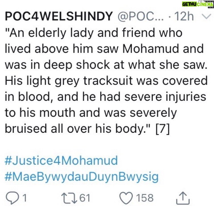 Morfydd Clark Instagram - Happened in Cardiff. A life taken a space forever where he should be #BLM #justice4mohamud #welshblacklivesmatter
