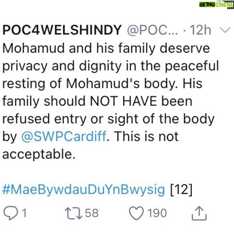 Morfydd Clark Instagram - Happened in Cardiff. A life taken a space forever where he should be #BLM #justice4mohamud #welshblacklivesmatter