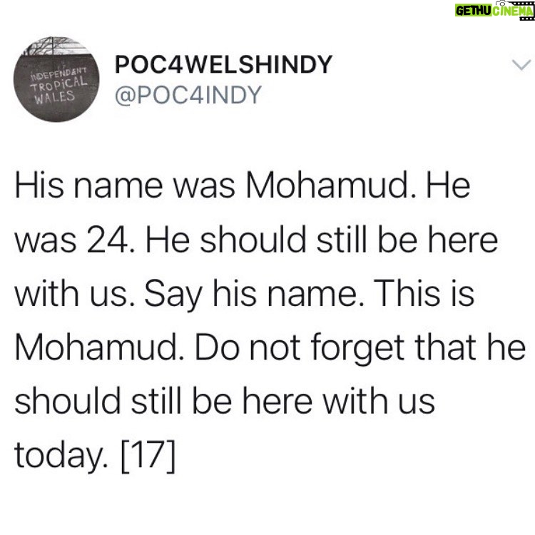 Morfydd Clark Instagram - Happened in Cardiff. A life taken a space forever where he should be #BLM #justice4mohamud #welshblacklivesmatter