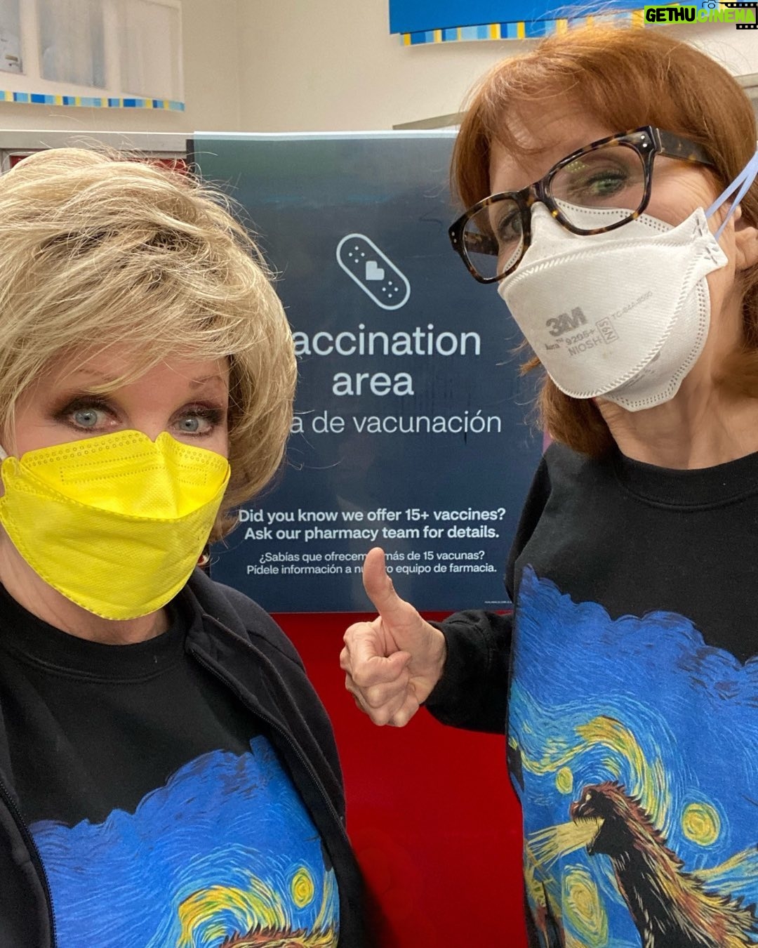 Morgan Fairchild - 1K Likes - #OnMyWalk with @cathrynhartt for new Covid vaccinations! Best way to protect each other & loved ones. Plus we can wear our Godzilla Zaps Starry Night sweatshirts! #HappyNewYear #CovidIsntOver #MaskUp Sending Love To You All💗🎉💗🌷💗🥰💗🎊💗🎉💗🌷💗🥰💗🎊🎉💗🌷👋🥰🎊💗