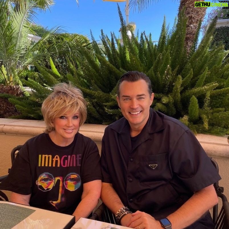 Morgan Fairchild - 2.9K Likes - #OnMyWalk to lunch with my great friend @chucksteelman at the always fabulous Peninsula Hotel rooftop! So great to catch up! FYI my mask is on table. Short wig as I get ready to start rehearsals for Always a Bridesmaid at @newtheatrekc . Can’t wait! #BeKind #MaskUp Sending Love To You All💗🌷🎉💗🌷💗🎉💗🌷💗🎉💗🌷💗🎉