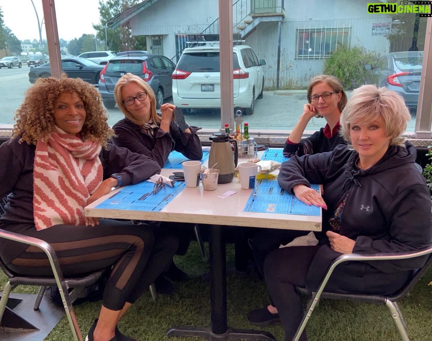 Morgan Fairchild - 0.9K Likes - #OnMyWalk to brunch with great friends Vivicca, Trista & Gillian! So great to catch up! Sitting outside because #CovidIsntOver Mask is on table. #BeKind #ReachOut #Spring #YouAreTheAnswer Sending Love To All💗🌷💗🥰💗🦋💗🎉💗🪻💗🌷💗🦋💗🦋💗🎉💗🪻💗🌷💗🦋💗🎉💗🪻💗🌷💗🥰💗🎉💗🪻💗🌷💗🎉💗🦋