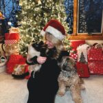 Morgan Huelsman Instagram – our first family picture since Hazel’s adoption (do you know how hard it is to get a pic with a cat?!?!) & her very first Christmas with us!! 🥹 Remi being adorable, per usual. merry christmas && happy holidaysssss