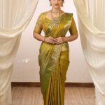 Mounika Dev Instagram - Green parrot 🦜 Makeup @subsartistry Hair @_stylenart_ Saree draping @style_with_anbu Stylist @hannah.glory Jewels @aarvee.chennai Saree @houseofayati Blouse @ashtag_sewing Photography @sano_visuals