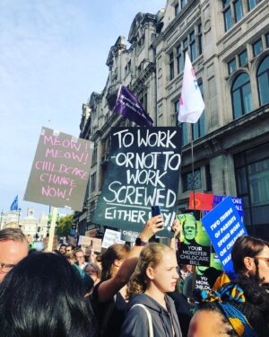MyAnna Buring Instagram - One legend…Two legends… Three legends… an army of legends 🙌❤️❤️❤️❤️ utterly beautiful people - many of them  shattered parents - turning up to March for better childcare and parental rights today- #marchofthemummies