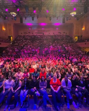 Myf Warhurst Instagram - Melbourne, I still can’t quite believe what happened. Doing Bang On Live in the iconic Melbourne Town Hall as part of the @melbcomedyfestival was a dream come true. Thank you to @joelcreasey for being our magnificent special guest, @kitwarhurst for singing a beautiful song about our childhood memories, @kateradfordmua for the hair and makeup, and to everyone else who helped make this real. Hugest thanks go to my partner in crime @zanrowe. What a gorgeous thing we’ve created together. How lucky we are to have an audience like our precious Bang Fam. 🧡🩷 I need a lie down now x