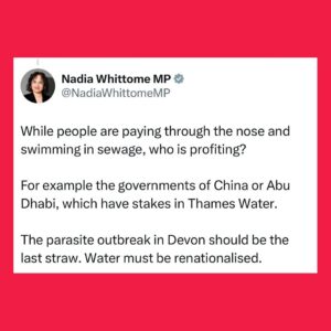 Nadia Whittome Instagram - Water privatisation has utterly failed - a thread.