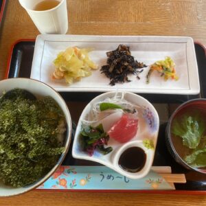 Nanase Aikawa Instagram - ユタのおばあちゃんから神とは何か、神に向かい合う生き方とは、祈るとはどういうことか、多岐にわってのお話しを聞かせてもらいました。😇
4月から神職として奉職する友達にとっても、院生になる私にとっても、久高島で受け取った言葉は宝物です。
弾丸で来たんだけど、本当に良かった！

久高島の食堂で
食べた海ぶどう丼。
すごいボリューム！笑

#久高島
#イザイホウ
#折口信夫