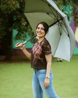 Nandana Rajan Instagram - Let the rain  sing you a lullaby..

👚 : @reivclothing 
📸 : @amal_ranjan
