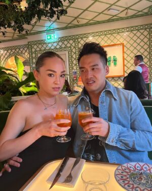 Naomi J. Ogawa Instagram - Happy 1 year anniversary baby! Let's order takeout and be in bed by 10 p.m cause that’s how we roll.. Thank you for being weird and silly with me 🩷 more laughter to come..