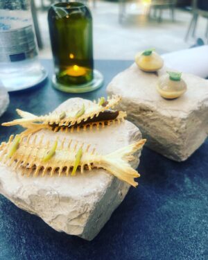 Natalia Tena Instagram - Like my tiny auntie @ramonatenanogales always says ‘LIFE IS BEAUTIFUL, SOMETIMES.’ Last night was one of those times @lalternative_restaurant @gilles_goujon. They did things to an egg that didn’t taste legal, the seafood made me want to be inappropriate in public and the wine list made me feel happy to do so.  We @lwreford were also nearly beaten by the mobile cheese course but we pushed on through to our personal Moscow, which in this case was a piece of art using the medium of strawberry. Merci Beaucoup to everyone working there for all the ways you made my mouth feel happy. If anyone reading this is ever in Beziers, this is a exactly where you need to eat.