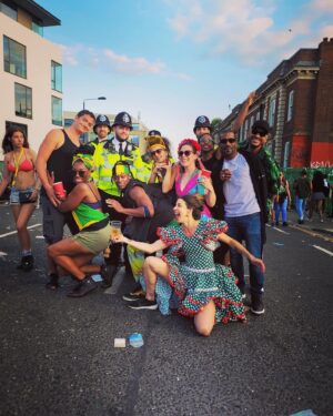 Natalia Tena Instagram - WHAT A CARNIVAL, COME ON LONDON!! 
There was heads down, bums up dancing, floating steel drums and weapons grade bass, empanadas, every meat grilled, full loud looks, full rum measures at 360 degrees and summer on our mooring. Overwhelmed by an envelopment of loving humans hurling love at my face, introduced my godchildren to my favourite street party (and training them to be my bartenders) dog licking all surfaces and many costume changes. After missing it for 6 years we threw the kitchen sink at it. Cannot wait for next year.🍉🍉🍍🍍🍍🍹🍹☀️☀️