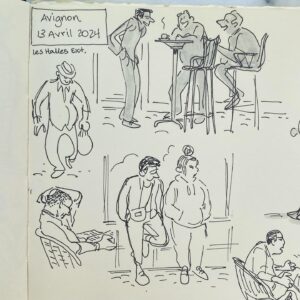 Natalie Nourigat Instagram - A few sketches from @frames_festival in Avignon last month 🥰 The weather was so nice, I had my first ice cream cone of 2024!