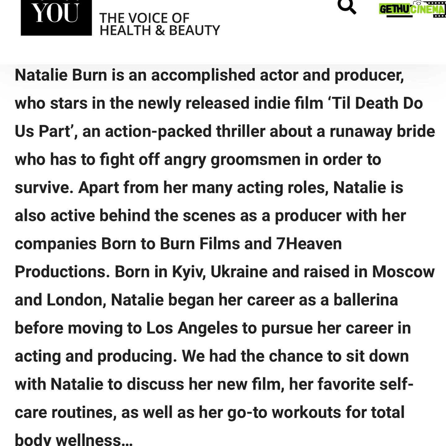 Natalie Burn Instagram - Another awesome article by @newyoumedia Thank you 💙🩵💙📰🎥 “Triple threat Natalie Burn chats new thriller Til Death Do Us Part and how she stays in fighting shape” Movie @tildeathdouspart.2023 PR @marquepr Scroll 👈