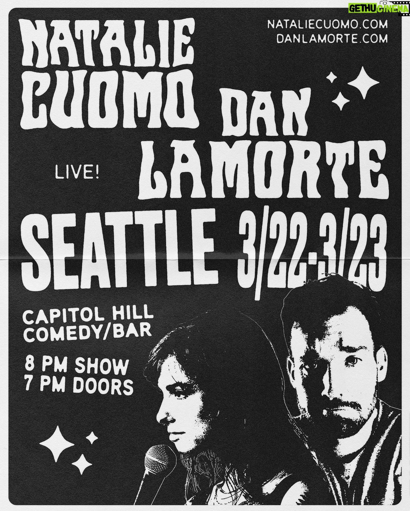 Natalie Cuomo Instagram - Seattle!! Next weekend!! Friday March 22 & Saturday March 23! Get your tickets 🎟️ and tell us all the fun things to do and places to eat! Poster by @jenna_sunday