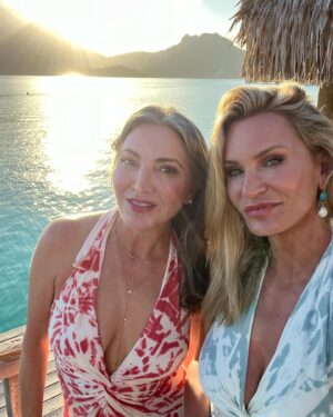 Natasha Henstridge Instagram - What an incredibly special day celebrating my dear friend @sprkough who’s spirit and sense of fun, never ceases to amaze me! Happy Birthday! It was such a day of magic. Thank you @robert_ellis_boutique for really turning it into one to remember! Thanks @michellejonasdesigns for dressing us up and making us feel pretty! Yes we are in matching dresses, just like when, you were twelve and you went out twinning with a friend 😂🙏🎉🎂🥳🎈🎁