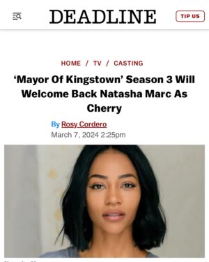 Natasha Marc Instagram - The word gratitude is just not enough! Guys! You have no idea 🙌🏾 thank you God!!! A huge thank you to Taylor Sheridan @jeremyrenner  @hughdillon @antoinefuqua @paulcameron_dp  @mayorofkingstown @paramountplus the casting director and everyone else you had a part in making this happen !I am truly honored and grateful for this comeback , this opportunity! The fans were waiting for it! Here we go🍒 !!! And my team Global Artist & @etcandcompanyla you guys are my rock! Love you!!!! So excited! 
And thank you @deadline for the article 🤗