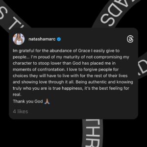 Natasha Marc Instagram - #TashFacts. Nuggets of wisdom from God to me , from me to you 🙏🏽 There’s so much love on my timeline 🥹. All the puppies, the babies, the weddings, the quotes, the manifestations and dreams coming true 💫 It’s such a beautiful thing to see, I just want to give everyone and everything a hug 🤗 . God is so Great. 
Love wins always.