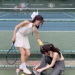 Nattamon Chokejindachai Instagram - มาค่ะพี่จะสอน ออกกำลังกายเชิง costume เค้าทำกันแบบนี้ค่าา🎾🎀⛑️😼👟💫