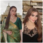 Nausheen Ali Sardar Instagram - Sita or Geeta ?? 🤫😇😈 This is clicked on the sameday 🌛🌜 The power of perception.... The power of make up... #magic of #entertainment --- #ekchutkisindoor #darkhair #brunette #Indian #glam #actorslife #actor