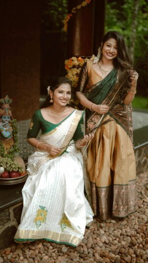 Neema Mathew Instagram - വിഷു🤍✨

💄: @_arya_jithins_makeover 
📸 : @pausebuttonweddings 
Mine👗: @ar_handlooms_kuthampully 
📍 : @kanavu.heritage 

@jeslin_joze 🤍

#instagram #vishu #trendingreels #fyp #explorepage