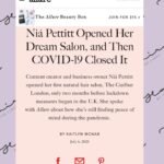 Nia Pettitt Instagram - Thank you SO much for the love on @TheCurlBarLondon announcement. 💕✨🦋 — It’s been quite the journey and the truth is.. if you would’ve told me a year ago I’d be here; I wouldn’t of believed you. When I first opened the salon, I was incredibly naive and had NO IDEA of what journey awaited me, what uncomfortable growth I needed to grow through and the new version of myself that I’d meet. I knew nothing about running a business and had to learn every single thing from making mistakes and failing. At first I was trying so hard to please everyone, I thought I could balance being a full time content creator, a full time boss and manager of staff and clients, a devoted girlfriend to my ex at the time, a good friend and a always there to rely on daughter or sister. I ended up sucking at it all burning myself to the ground. I became the saddest version of myself that I had never met before but I needed to meet her to be where I am today. I’m ready for this new chapter of my life and I’ll be sharing absolutely EVERYTHING renovation and building a business with you so I hope that you’ll enjoy this chapter of my life. To all the customers who visited my salon, made reviews, gave critique, returned, told their friend and their sister, celebrated with us and laughed with us. This wouldn’t be possible if it wasn’t for you. So thank you. Truly. All I know is, I’m going to take all those lessons and make this one even better for you. 💕 #TheCurlBarLondon
