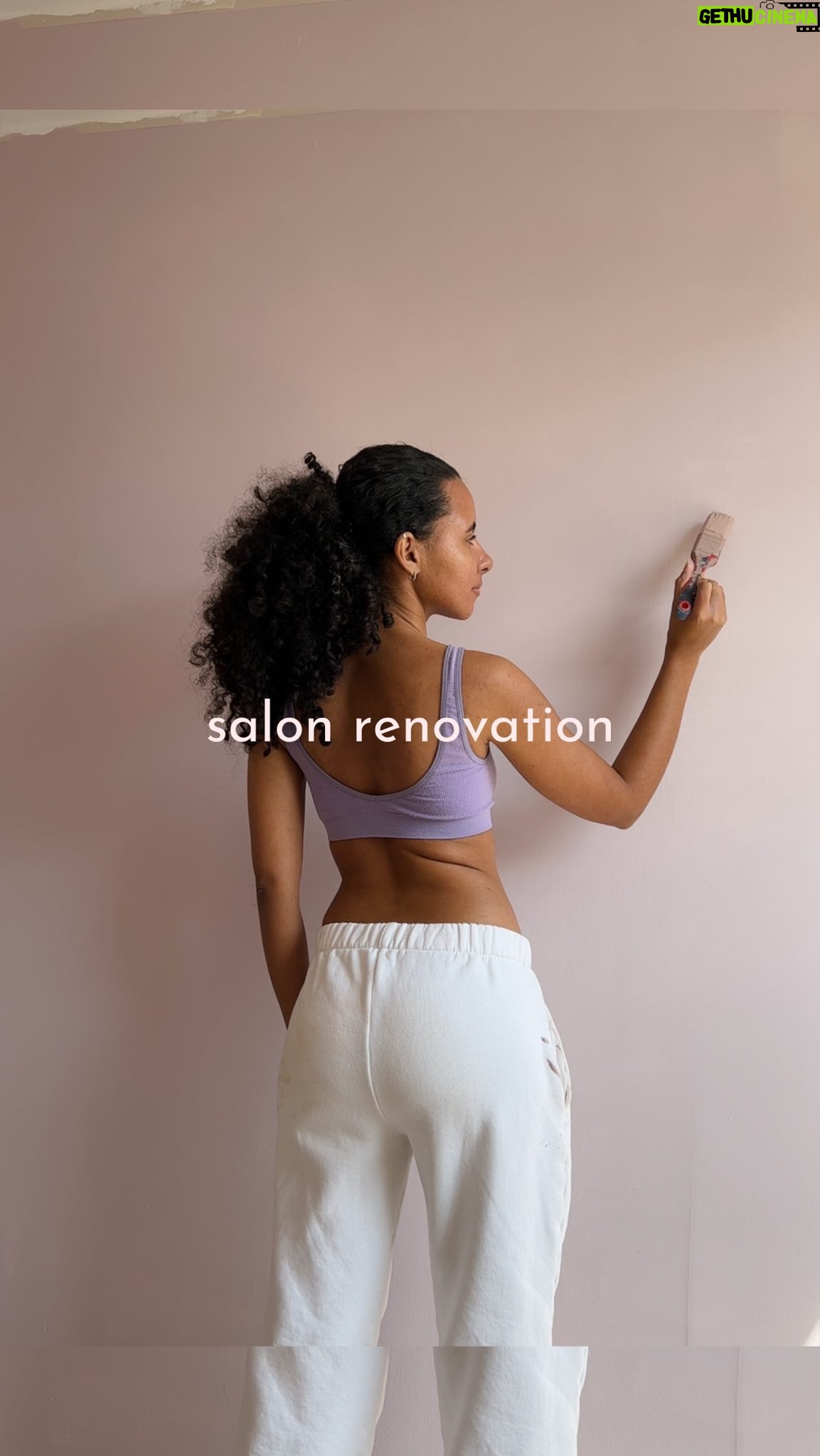 Nia Pettitt Instagram - SALON RENO SERIES. 👷🏽♀️✨💕 — Now that the walls have been sanded down, it was time to paint the undercoat. In this room I’m going for a light pink to keep it neutral but also have that feminine feel to it. I honestly cannot wait for it to all be done but I’m really enjoying this journey. I look forward to spending quality time with my Pappa everyday. The countdown begins till I announce the location this Sunday and do a grand reveal of the space.. 🦋✨💕 #TheCurlBarLondon #Renovation #Reno #DIY #Painting #Decorating #Decoration