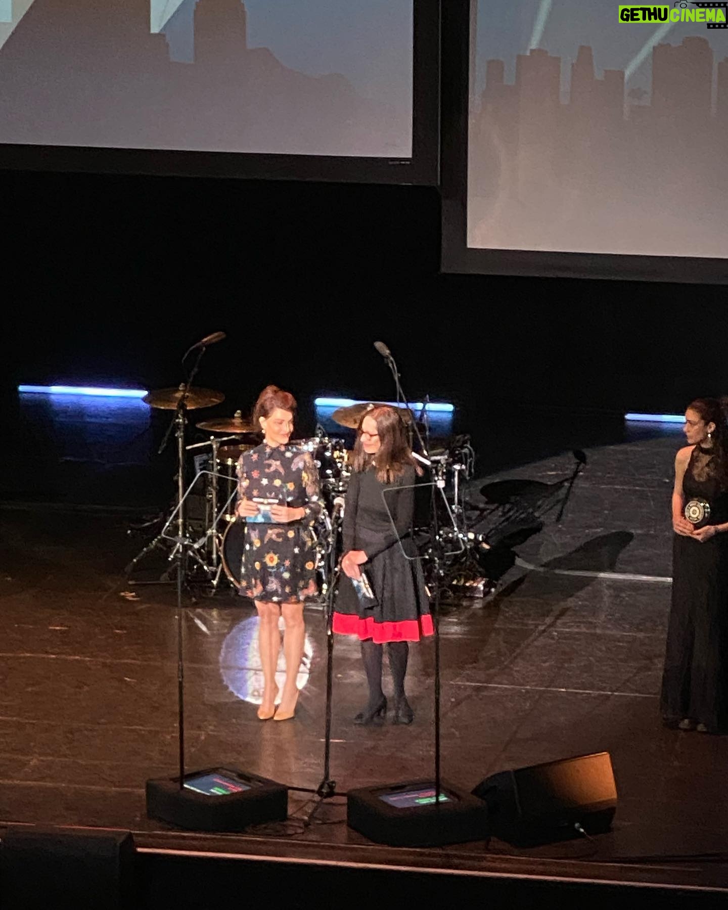 Nia Vardalos Instagram - About last night! Celebrating my Playtone pals Deva Anderson and Rachel Lautzenheiser nominated for the #mybigfatgreekwedding3 soundtrack at the Music Supervisor Guild Awards! Last video… Deva and I presented awards and even got to hug @billieeilish & @finneas omg 🏆 amazing