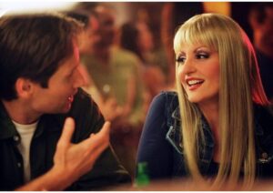 Nia Vardalos Instagram - My favorite scene because I got to play with @davidduchovny … and got to be blond. #connieandcarla 💄