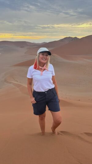 Nicki Chapman Instagram - Namibia ❤️ 🇳🇦 

Left the ship in Walvis Bay to experience our first ever Desert Safari with @travelwithvictor  @vision_tours_safaris - incredible. The Namib desert is the oldest in the world. Victory our guide showed us just some of its highlights ✨ mind blowing. It’s beauty, its expanse, its extremes, its heat! Stayed at Death Valley Lodge for some desert luxury, a shower & fabulous local food

Dune 45 (took an hour to climb in the dark for that sunrise), a valley cut off by the ever growing dunes called DeadVlie & Sossusvlei 

Fabulous experience & would thoroughly recommend. We paid in full (not an ad) 

Victory is passionate about his beautiful stunning country & we felt we had the best experience with him by our side 🙏 Thank you Victory 

NB stayed @marriotthotels Protea in Walvis Bay. Great local hotel with excellent staff who looked after two travelling girls xx (paid for) 

@the_noellemason 
#namibia🇳🇦 
#walvisbay
#sossusvlei 
#deadvlietrees 
#dune45namibia #dune45sunrise 
#deadvalleylodge #memories #safari 
@solitairenamibia (squirrel home & best cakes) 

Not an ad