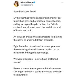 Nicola Thorp Instagram - Please share and help @stantonnovelty if you can! 🗼🍭 #BlackpoolRock
