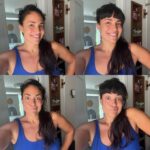 Nicola Correia Damude Instagram - Trying on some fake hair before I decide on a haircut. (‘Cause that’s a thing people do right?!🤣) Cast your votes! #haircut #bangs #midlifecrisis #changeitup